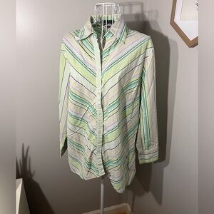 Women’s Elementz XL cotton Vintage Stripe Button Down Top Pastel